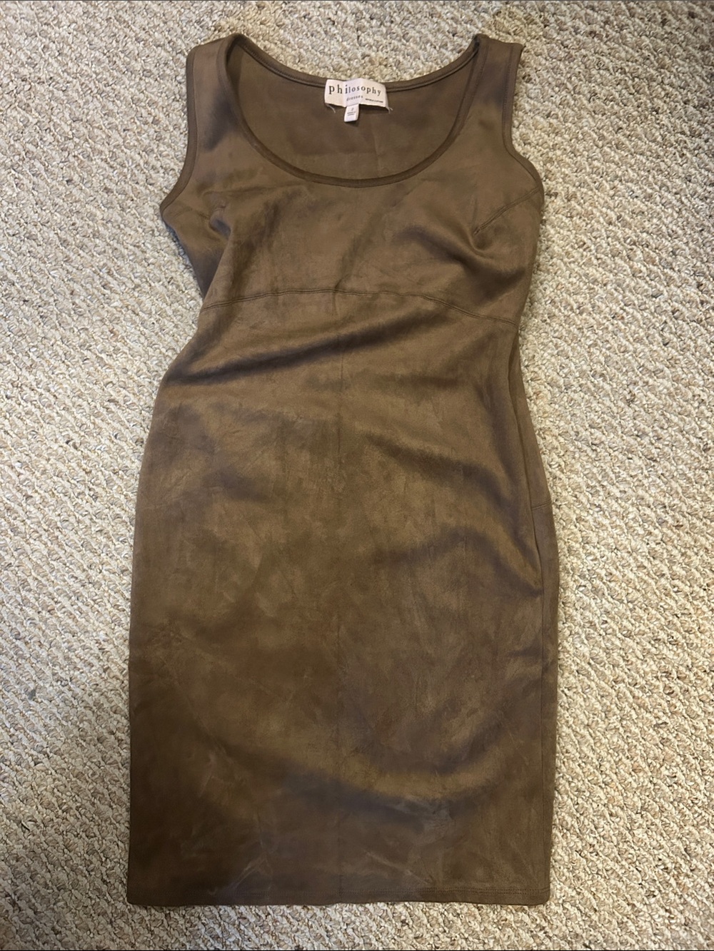 Philosophy Sleeveless Faux-Suede Sheath Dress in Brown